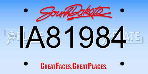 IA81984 South Dakota License Plate