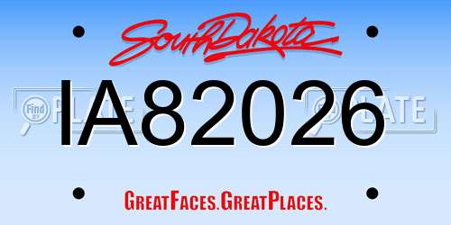 IA82026 South Dakota License Plate