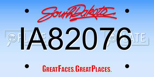 IA82076 South Dakota License Plate
