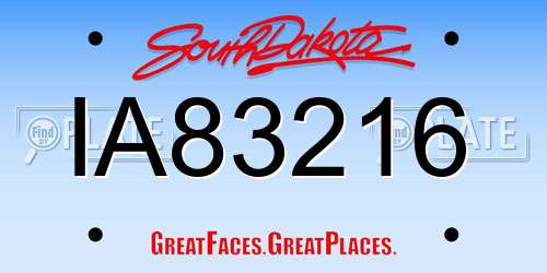 IA83216 South Dakota License Plate