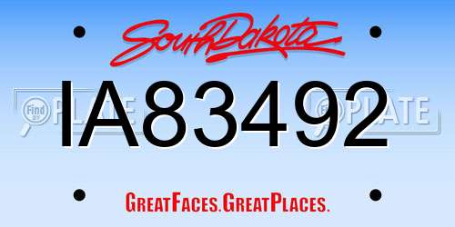 IA83492 South Dakota License Plate