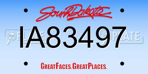 IA83497 South Dakota License Plate