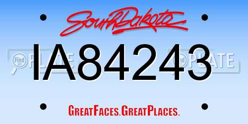 IA84243 South Dakota License Plate