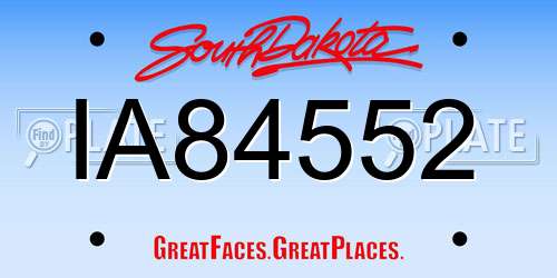 IA84552 South Dakota License Plate