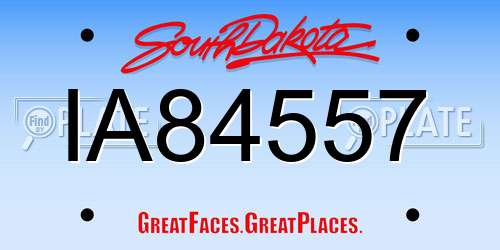 IA84557 South Dakota License Plate