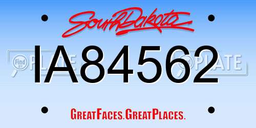 IA84562 South Dakota License Plate