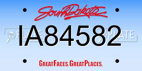IA84582 South Dakota License Plate