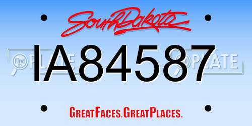 IA84587 South Dakota License Plate