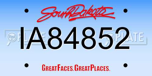 IA84852 South Dakota License Plate
