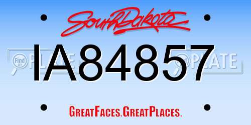 IA84857 South Dakota License Plate