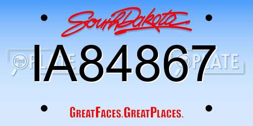 IA84867 South Dakota License Plate