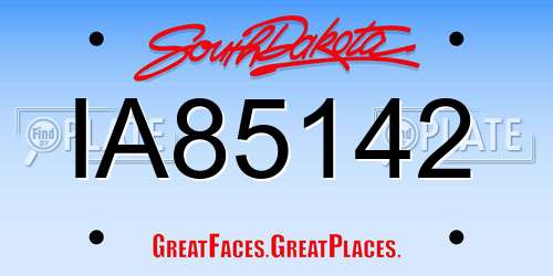 IA85142 South Dakota License Plate