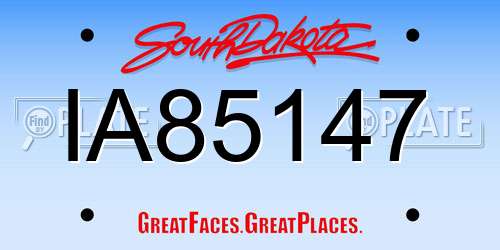 IA85147 South Dakota License Plate