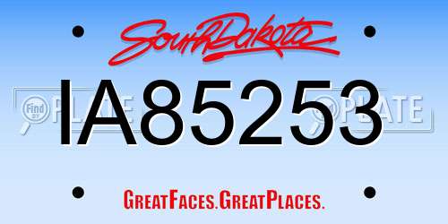 IA85253 South Dakota License Plate