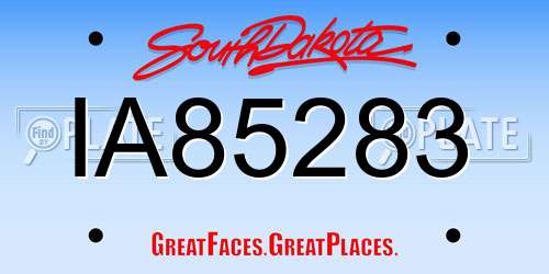 IA85283 South Dakota License Plate