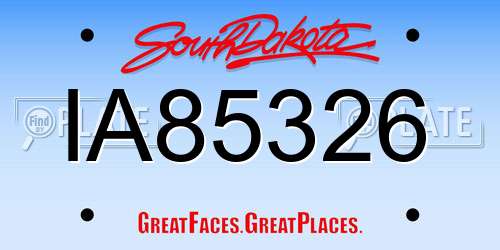 IA85326 South Dakota License Plate