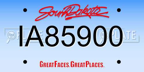 IA85900 South Dakota License Plate