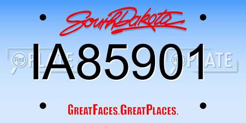 IA85901 South Dakota License Plate