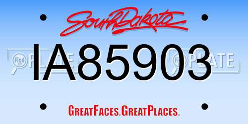 IA85903 South Dakota License Plate