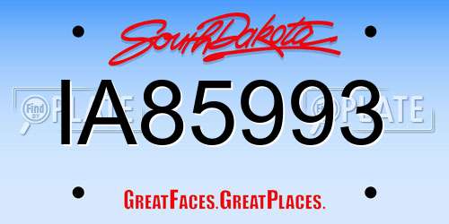 IA85993 South Dakota License Plate