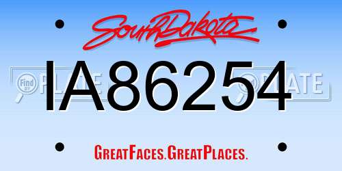IA86254 South Dakota License Plate