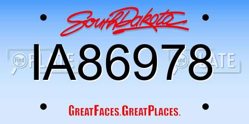IA86978 South Dakota License Plate