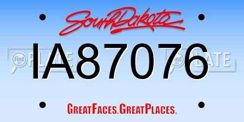 IA87076 South Dakota License Plate