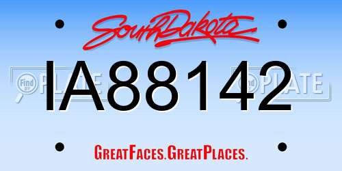 IA88142 South Dakota License Plate