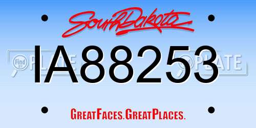 IA88253 South Dakota License Plate