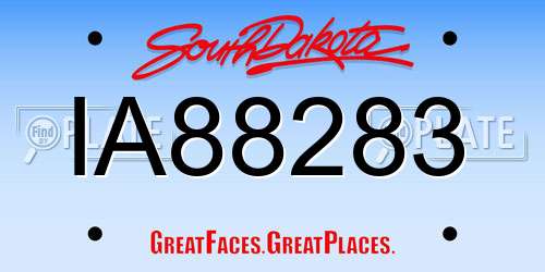 IA88283 South Dakota License Plate