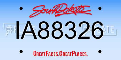 IA88326 South Dakota License Plate