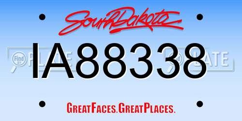 IA88338 South Dakota License Plate
