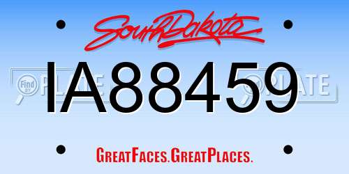 IA88459 South Dakota License Plate