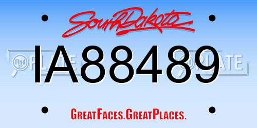 IA88489 South Dakota License Plate