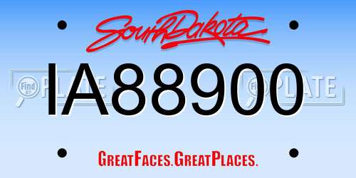 IA88900 South Dakota License Plate