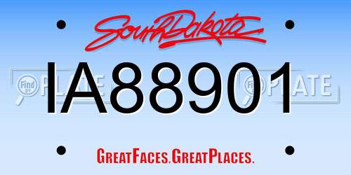 IA88901 South Dakota License Plate