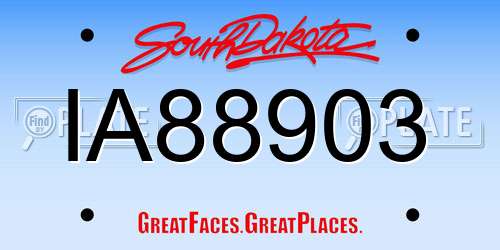 IA88903 South Dakota License Plate