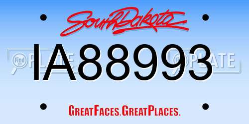 IA88993 South Dakota License Plate