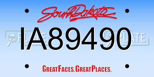 IA89490 South Dakota License Plate