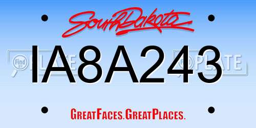 IA8A243 South Dakota License Plate