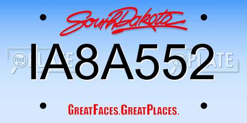 IA8A552 South Dakota License Plate