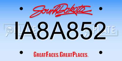 IA8A852 South Dakota License Plate