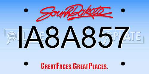 IA8A857 South Dakota License Plate