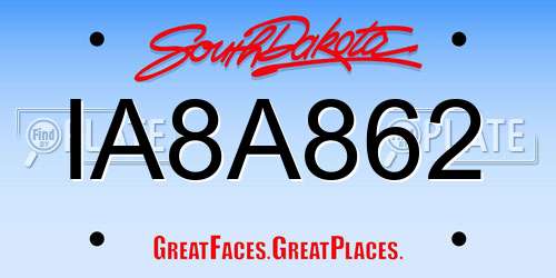 IA8A862 South Dakota License Plate