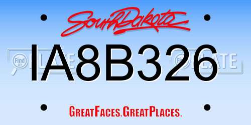 IA8B326 South Dakota License Plate