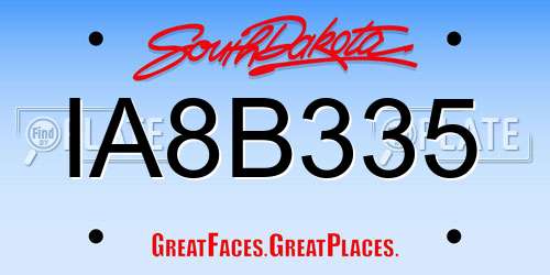 IA8B335 South Dakota License Plate