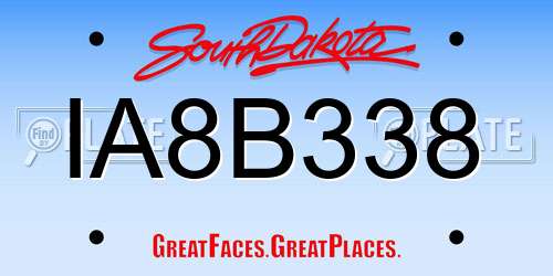 IA8B338 South Dakota License Plate