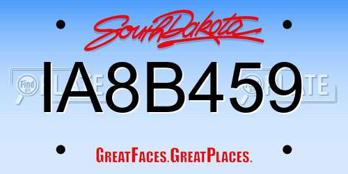 IA8B459 South Dakota License Plate