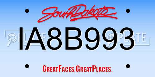IA8B993 South Dakota License Plate