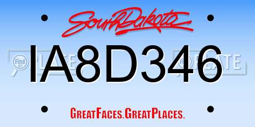 IA8D346 South Dakota License Plate
